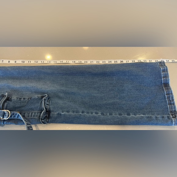 Risen High Rise Wide Leg Cargo Medium Wash Denim Jeans Blue Women’s Size 27 - Picture 10 of 10
